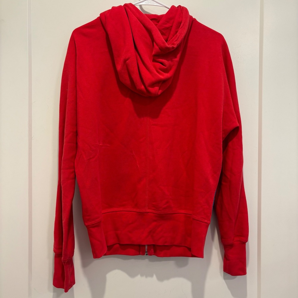 VTG Nike Sportswear Mens Red Full Zip Hoodie Yellow Graphic Blue Swoosh Size‎ M - Picture 3 of 6